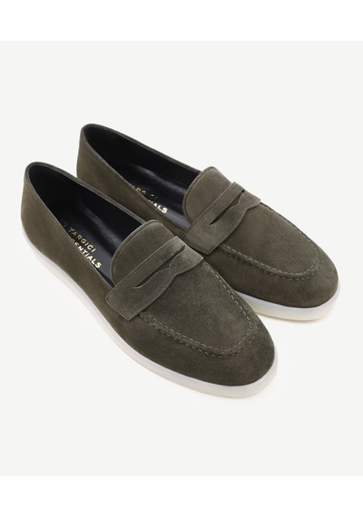 Yargıcı Süet Deri Loafer Haki