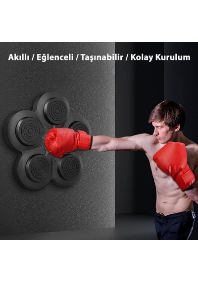 Mdhl Qb-01 Akıllı Müzikli Boks Makinesi Bluetooth Bağlantılı, Led Işıklı, Duvara Monte Antrenman Hedefi