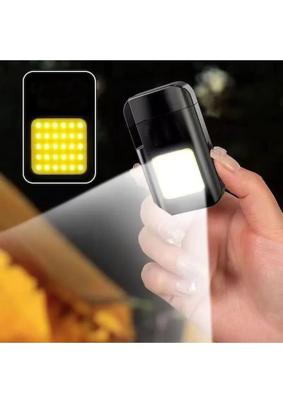 El Feneri Çakmaklı Cep Feneri Usb Şarjlı Anahtarlık Küçük Fener Güçlü Işık Karışık