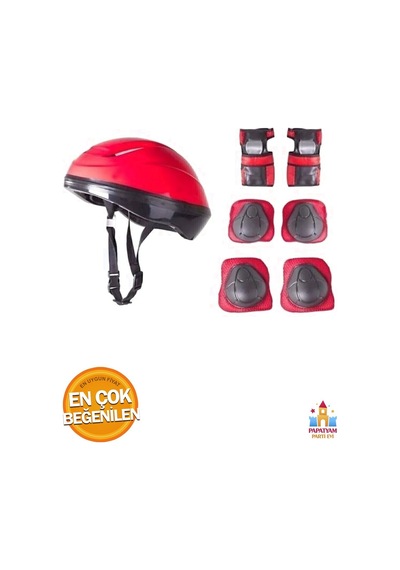 Güvenliğini Önemse Çocuk Paten Kaskı Ve Koruyucu Set 7 Parça - Bisiklet Ve Scooter İçin Kırmızı