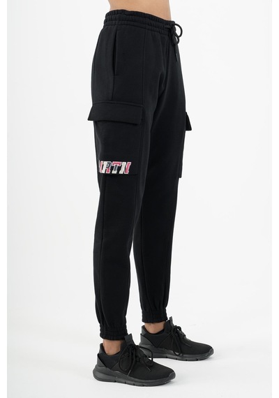 Maraton Sportswear Comfort Kadın Dönüşlü Paça Basic Siyah Eşofman Altı 22974-siyah Siyah