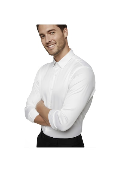 Deepsea Beyaz Slim Fit Erkek Gömlek Kolay Ütülenen Nefes Alan Kumaş, Dört Mevsim Şıklık 2608515 Beyaz