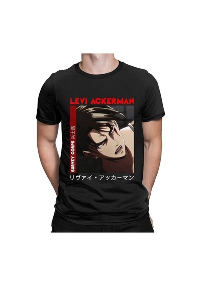 Noıssey Kırmızı Etiket Gala Titan Anime T-shirt Erkekler Model761 17112 Siyah