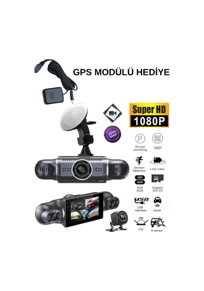 4 Kanal Araç Kamerası Gps Takip, Wi-fi, G-sensor, 1080p Kayıt 32 Gb Dahili Hafıza