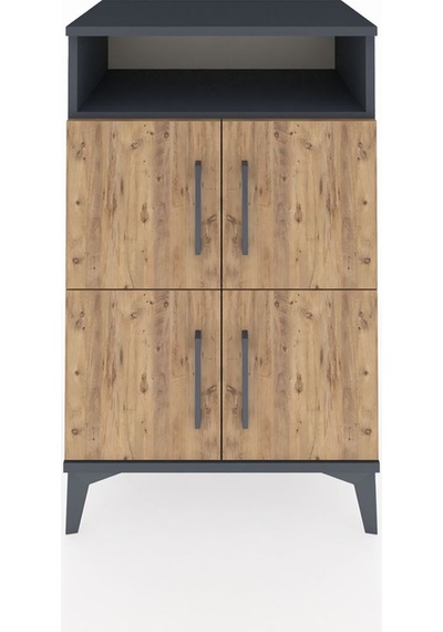 Hyperion Komodin 2 Raflı 4 Kapaklı 60x44x96 Antrasit-çam Antrasit
