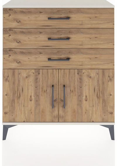 Arges Şifonyer Tek Raflı 3 Çekmeceli 2 Kapaklı 88x30x106 Aytaşı-çam Aytası