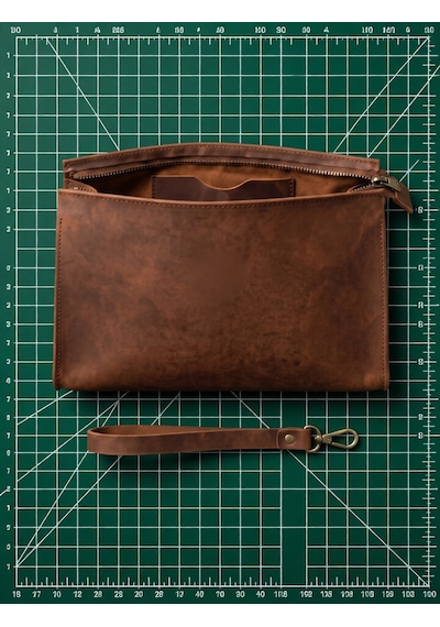 Vintage Leather Craft Hakiki Deri Erkek El Çantası Açık Kahverengi - Taba