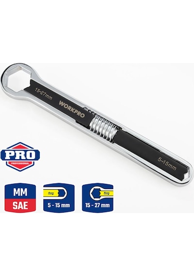 Workpro Wp272016 5/27mm Cr-v Üniversal Ayarlanabilir Çift Başlı Anahtar