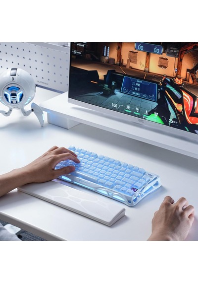 Gravastar Klavye Bilek Desteği, Ergonomik Kaymaz Tabanlı, Pu Deri Yüzeyli, Bilek Destek Pedi, Beyaz-
