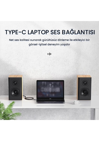 Usb Type-c To 2 Rca Ses Kablosu 1.5 Metre Belirtilmemiş