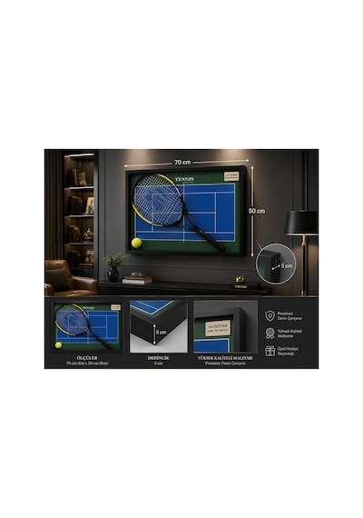 İsme Özel Tenis Tablosu 70x50 Cm 5 Cm Derin Çerçeveli El Yapımı Premium Dekoratif Duvar Tablosu İsme Özel Tenis Tablosu 70x50 Cm 5 Cm Derin Çerçeveli El Yapımı Premium Dekoratif Duvar Tablosu