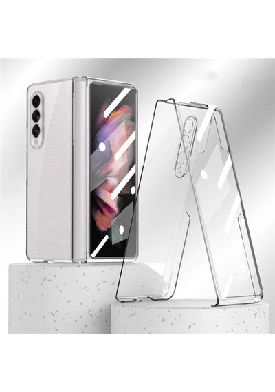Samsung Galaxy Uyumlu Z Fold 3 Sert Kristal Kapak Koruma Kılıf - Şeffaf