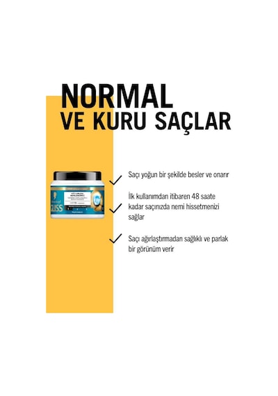 Gliss Aqua 4'ü 1 Arada Nemlendirici & Yeniden Yapılandırıcı Saç Bakım Maskesi 2 x 400 ML
