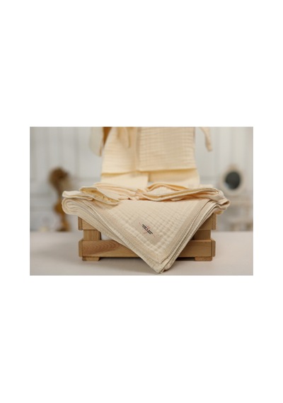 Tlyhometextiles Krem Müslin Hastane Çıkışı Seti Battaniye, 2 Li Takım, Şapka Ve Eldiven 0 3 Ay Ekru