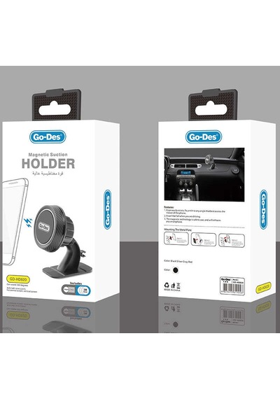 Go Des GD-HD620 Magnetik Araç Telefon Tutucu ZORE-221158 Kırmızı - Siyah