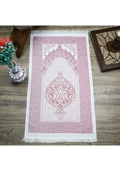 Hediyelik İpek Nur Tafta Seccade Açık Bordo 68x110 Cm - 200 Gr Çok Renkli