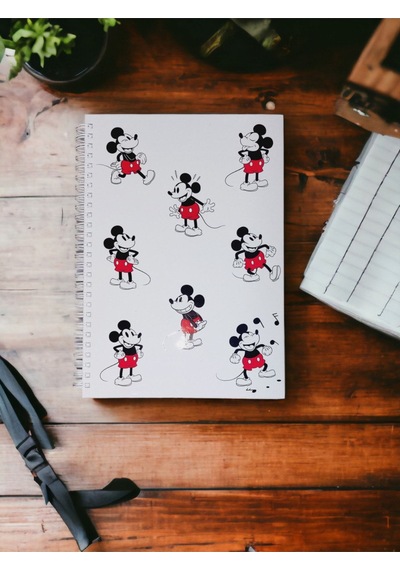 17x24 Cm 72 Sayfa Çizgili Sert Kapak Mickey Mouse Telli Defter İvory Renk 70 Gr Kağıt Çok Renkli
