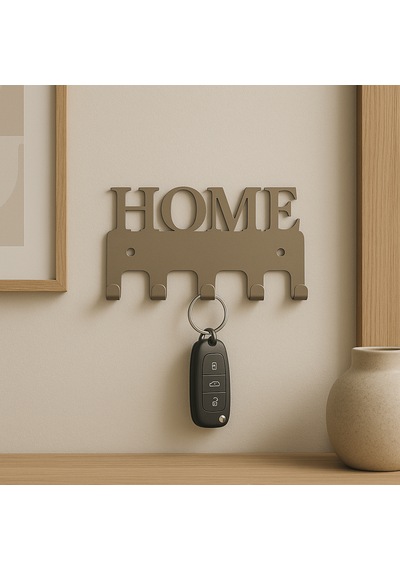 Lunoart Home Yazılı Metal Anahtarlık Askısı Duvar Tipi Anahtar Organizer Vizon