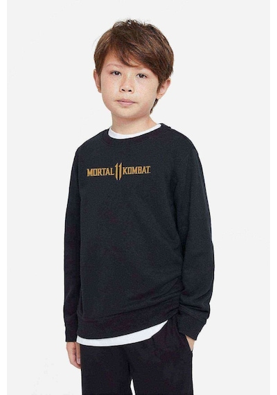 Tshirthane Mortal Kombat 11 Logo Baskılı Unisex Çocuk Siyah Sweatshirt Siyah