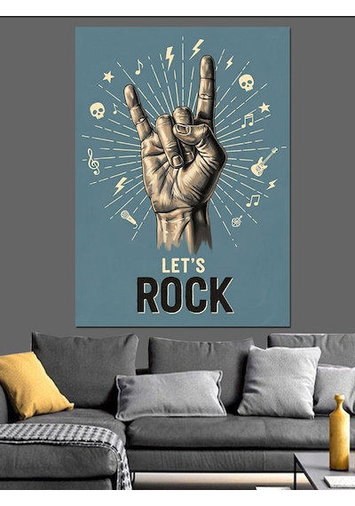 Ahşap Tablo Rock İşareti El Sembolü