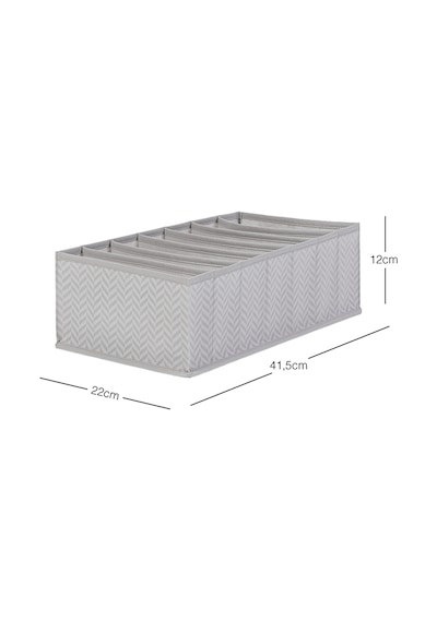 Ocean Home Textile 7 Bölmeli Gri Balıksırtı Çekmece Düzenleyici 22 x 41,5 x 12 cm