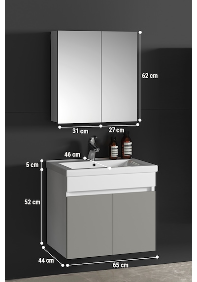 Çiğdem 65 Cm Beyaz-inox Balon Mdf Seramik Lavabolu Asma Banyo Dolabı Takımı Çiğdem 65 Cm Beyaz-inox Balon Mdf Seramik Lavabolu Asma Banyo Dolabı Takımı