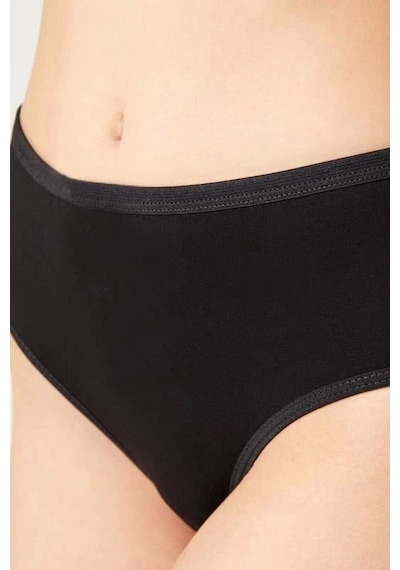Cottonhill Basic Siyah Renk %95 Pamuklu Geniş Kenarlı Külot Siyah
