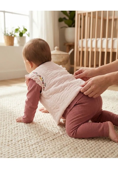 Mutlu Bebe Kız Bebek 3 Lü Takım Çiçek Desenli Bluz Pantolon Ve Yelek Şık Bebek Kıyafeti Bej