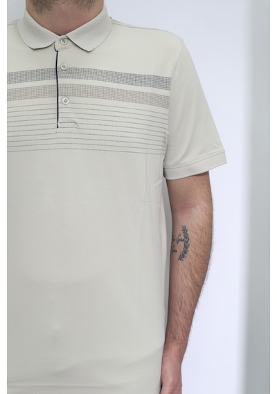Santa Dmc Tekstil Erkek Cepsiz Desenli Spor Kesim Rahat Kalıp Polo Yaka T-shirt Koyu Bej