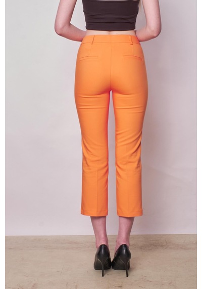 JUMENT Yüksek Bel Önden Cep Kapaklı Boru Paça Hafif Likralı Kumaş Pantolon-mango