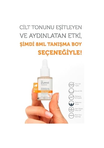 The Purest Solutions Aydınlatıcı Ve Cilt Tonu Eşitleyici C Vitamini Cilt Serumu, Seyahat Boy 8 Ml