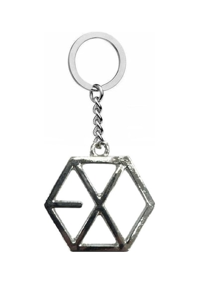 Exo Logolu Metal Anahtarlık Gümüş Renk Unisex K-pop Fan Aksesuarı