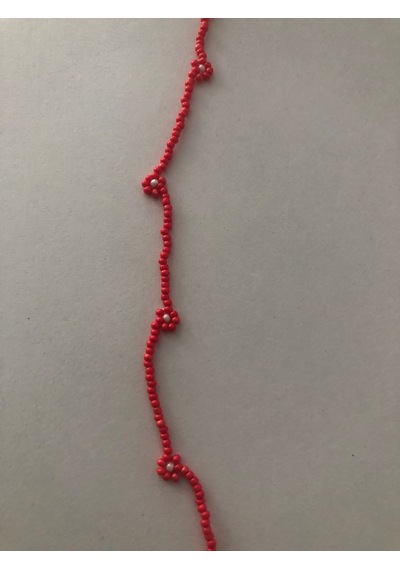 Lim10lubahçe Kırmızı Çiçekli Boncuk Kolye