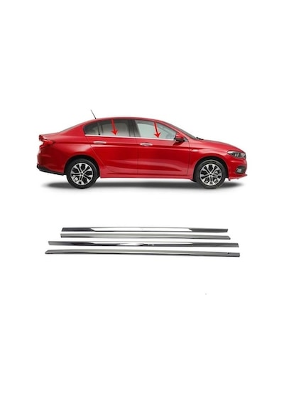 Fiat Egea Hb-Sedan Krom Cam Çıtası 4 Parça P.Çelik 2015 Üzeri