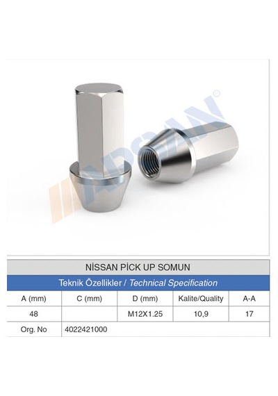 20 Adet Nissan Pick Up Somun