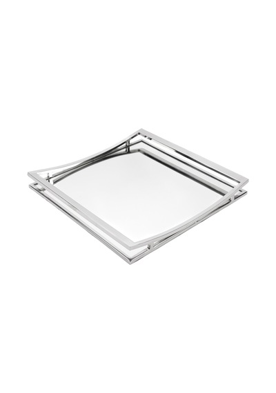 Mikasa Moor Gümüş Metal Kare Ayaklı Aynalı Tepsi 40x40x4 Cm