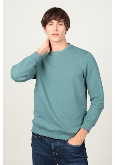 Tudors Bisiklet Yaka Basıc Unisex Sweatshirt Petrol