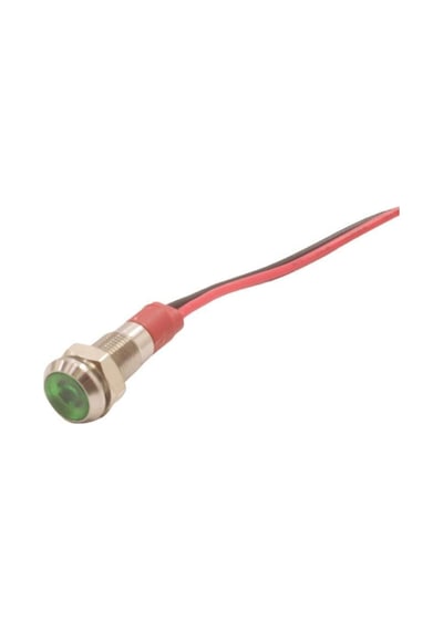 Motorobit 06L-P1 6Mm 12-24V Kablolu Metal Sinyal Lambası - Yeşil