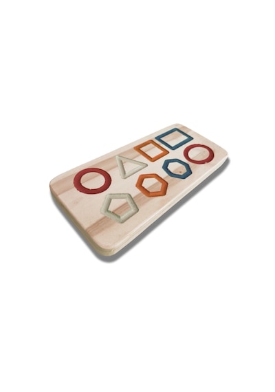 Doğal Ahşap Montessori Eğitim Aracı Çocuklar İçin Şekil Çizme Ve Geometri Tableti