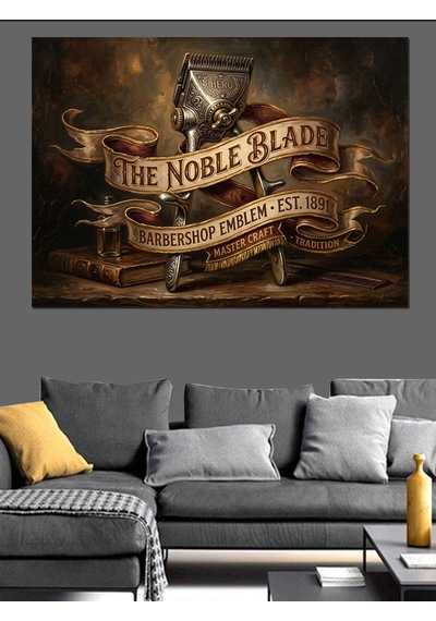 The Noble Blade Berber Usturası Dekoratif Kanvas - Mdf Ahşap Tablo