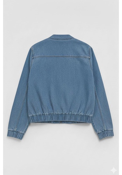 Kadın Açık Mavi Bomber Denim Ceket Açık Mavi
