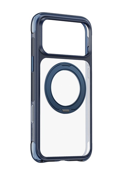 Apple iPhone Uyumlu 18 Pro Kılıf Wiwu Ag-203 Aeroguard Ultra Serisi M-safeli Airbag Standlı Kapak Lacivert