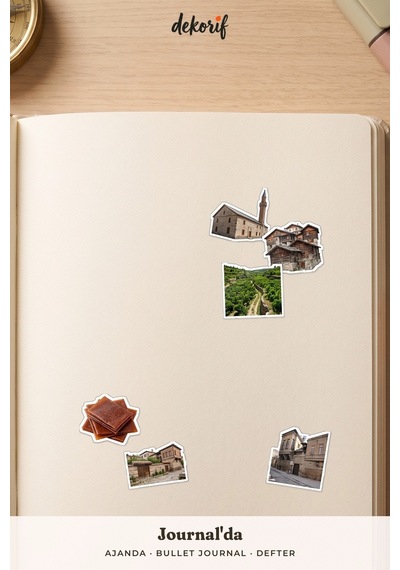Niğde Sticker Seti 100 Adet - Manastır Su Kemeri Elma Gerçekçi Ajanda Journal Defter Laptop Çıkartma Çok Renkli