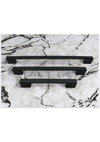Str Zamak Köprü Kulp 96-128 Mm Lüks Modern Mutfak Dolap Çekmece Vestiyer Kulp Mat Siyah 10 Adet Si