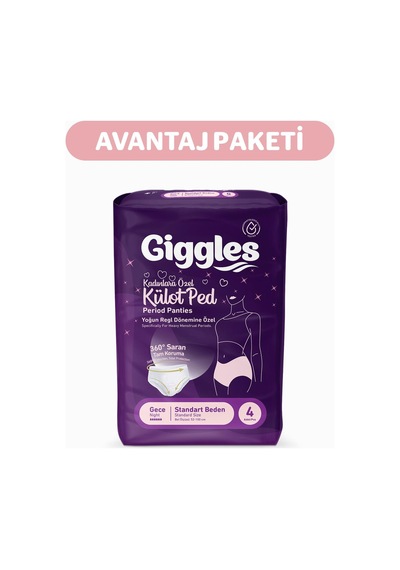 Giggles Külot Ped 52-100 Bel Ölçüsü 360 Esnek Beden Sızdırmaz Regl Gece Külodu 5 Paket 20 Adet