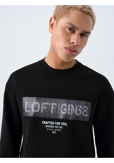 Relax Fit Erkek Sweatshirt Siyah