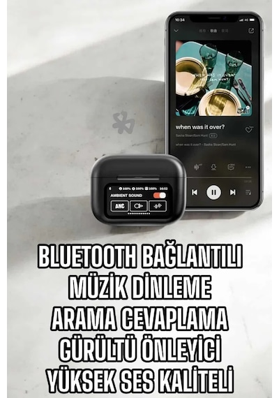 Kablosuz Bluetooth Kulaklık Ekranlı Uzun Şarj Süreli Anc Destekli ..