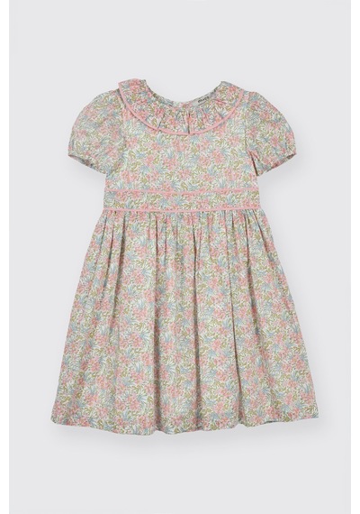 Made With Liberty Fabric Liberty Kumaş Kız Çocuk Çiçek Desenli Elbise Pembe