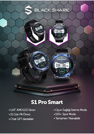 Black Shark S1 Pro Akıllı Saat  ( Black Shark Türkiye Garantili)