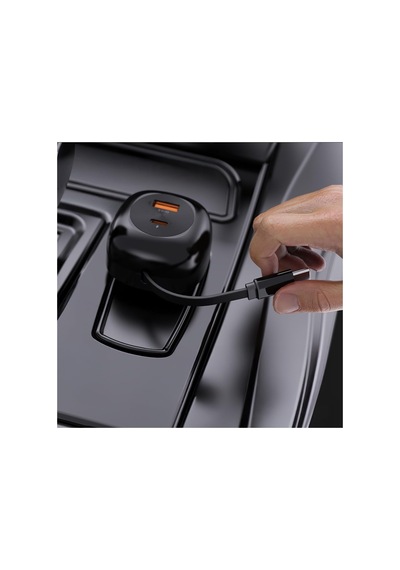 Ca59 Pd 60w Type-c Kablolu Hızlı Şarj Araç Şarj Aleti, Type-c + Usb-a Portlu, Siyah